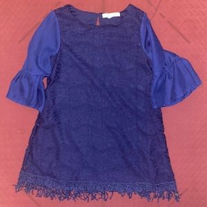 Navy blue lace and silk girls dress size 6
